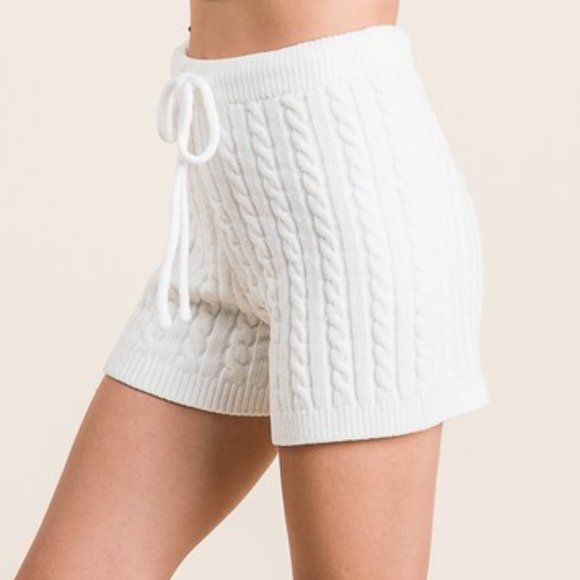 Cable Knit Soft Chenille Lounge Set IVORY - Picture 7 of 14